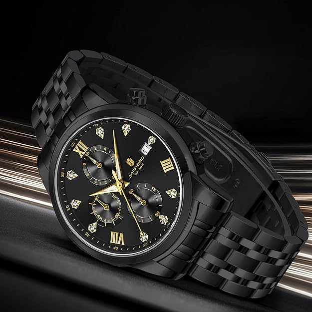 Watch Stainless Steel, 50M Waterproof, Quartz - BLACK