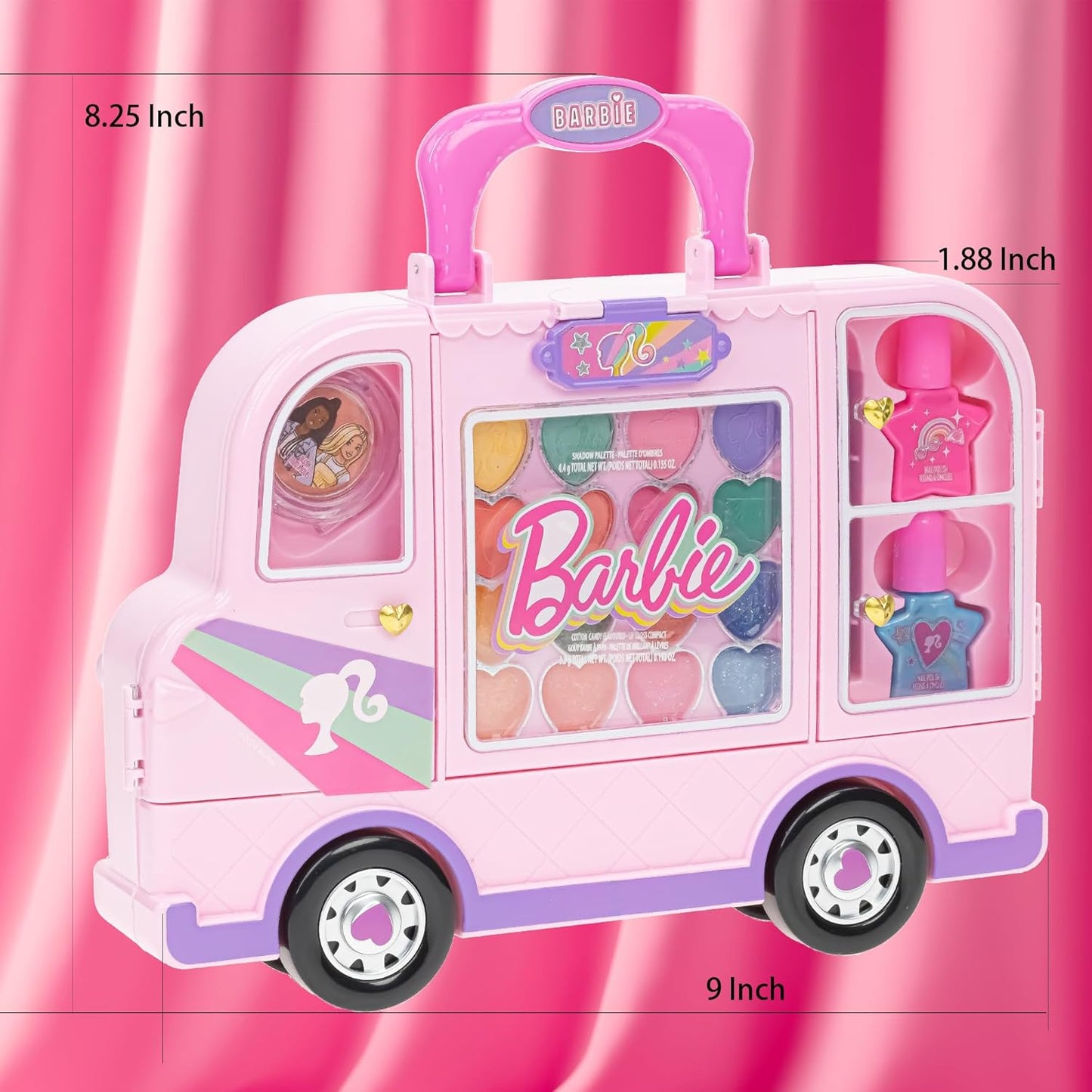 Barbie Car Makeup Kit for Girls, Real Washable Toy Makeup Set