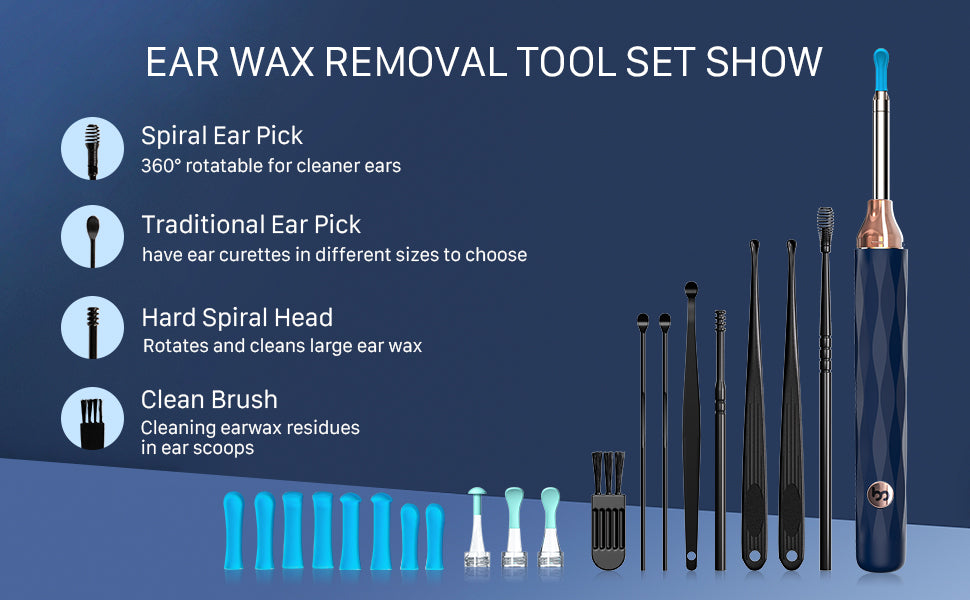 Ear Wax Removal Tool Camera with 6 Spoons, Ear Cleaner with Camera, 1080P Ear Scope