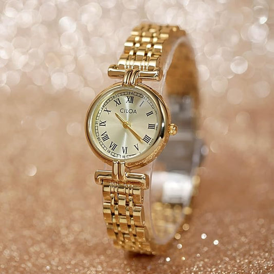 Watch Luxury  with Vintage Roman Dial Stainless Steel Band, 23 mm  - GOLD Color