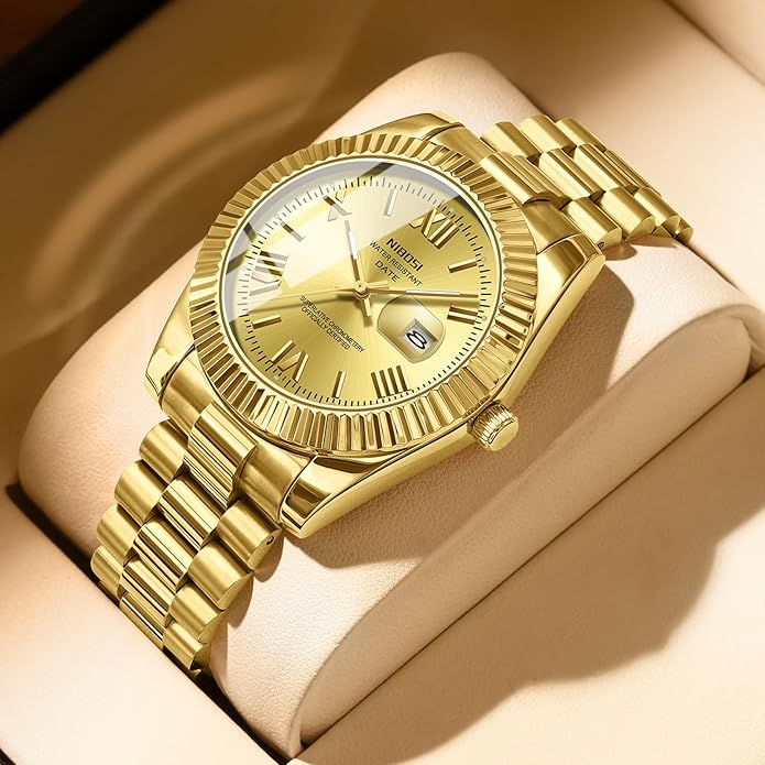 Watch for Men Analog Quartz Stainless Steel 40mm - GOLD
