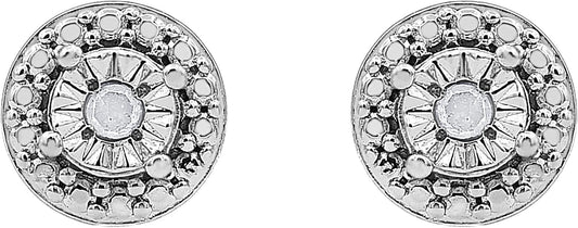 Diamond Accent Miracle Plate Set Stud Earrings in 925 Sterling Silver