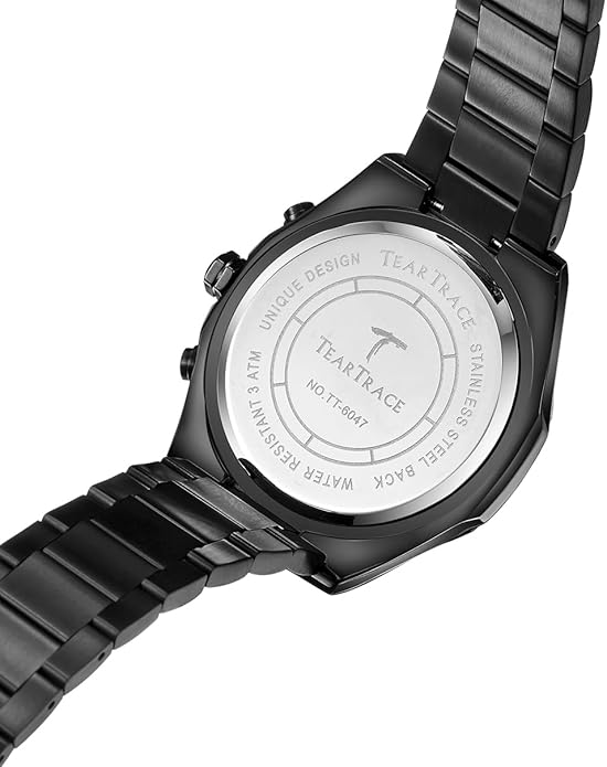 Watch for Men Stainless Steel Strap Waterproof Luminous Chronograph 46mm - BLACK