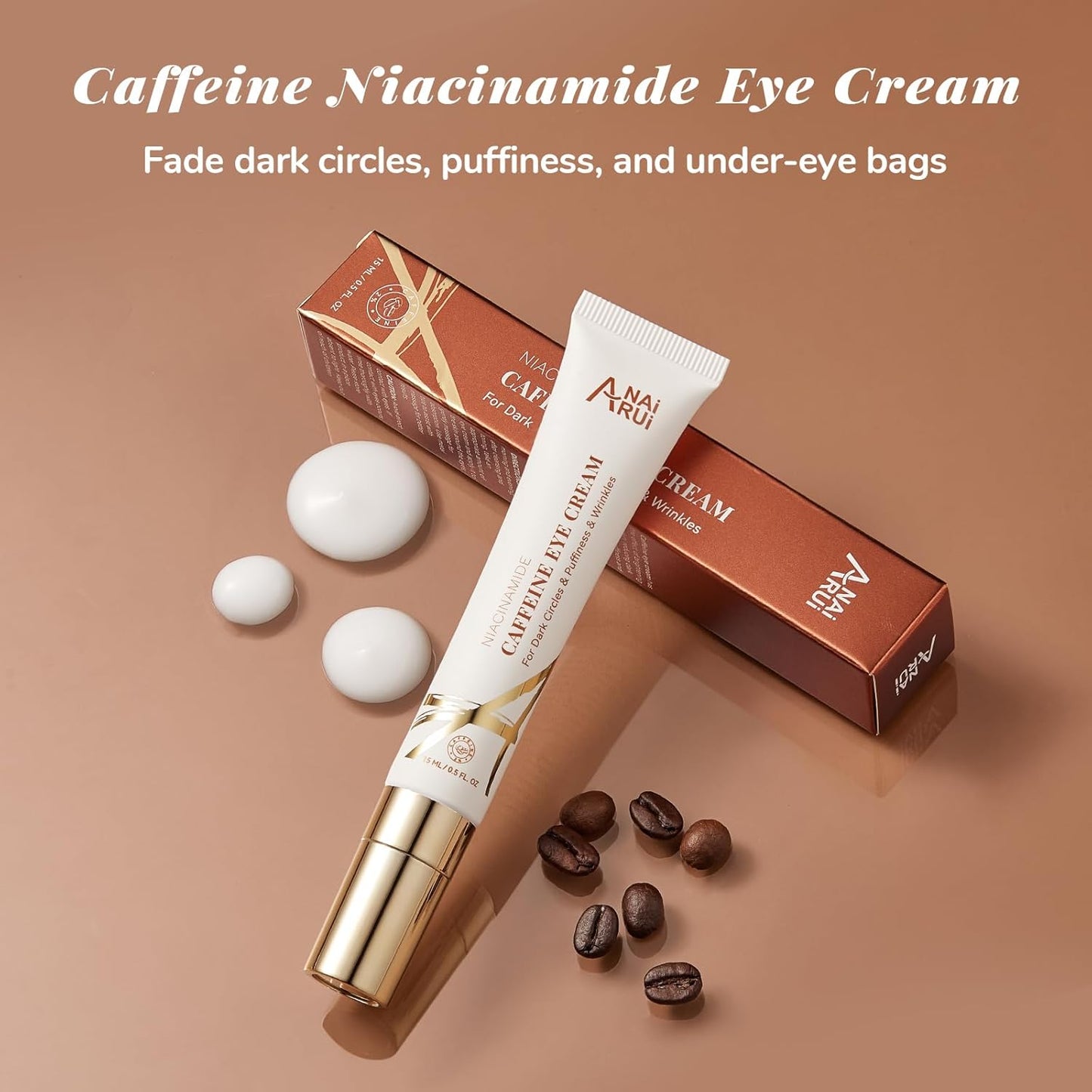 ANAI RUI Caffeine Eye Cream, Niacinamide Eye Cream for Dark Circles and Puffiness