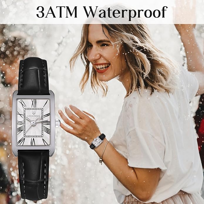 Watch Leather Strap Dainty Elegant - Silver Black