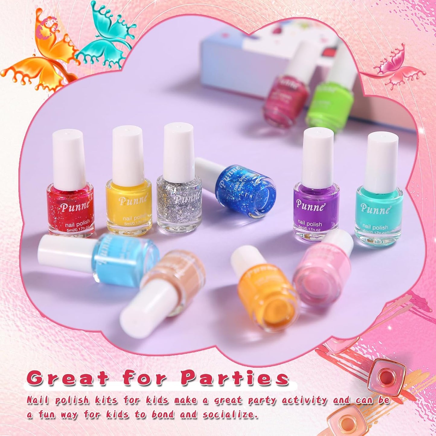 Kids Nail Polish - Quick Dry Non-Toxic Nail Polish Set for Girls