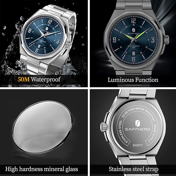 SAPPHERO Watches for Men Arabic Numeral Dial Quartz