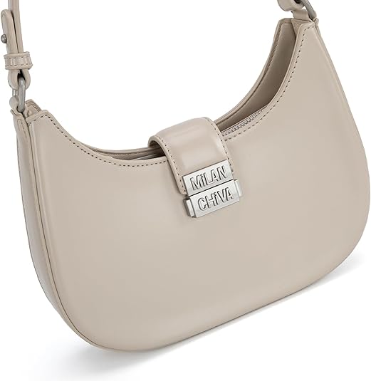 Milan Chiva Small Shoulder Bag for Women Crescent Crossbody Underarm Purse - Tan