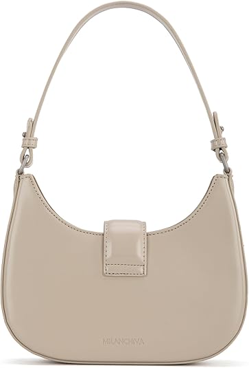 Milan Chiva Small Shoulder Bag for Women Crescent Crossbody Underarm Purse - Tan