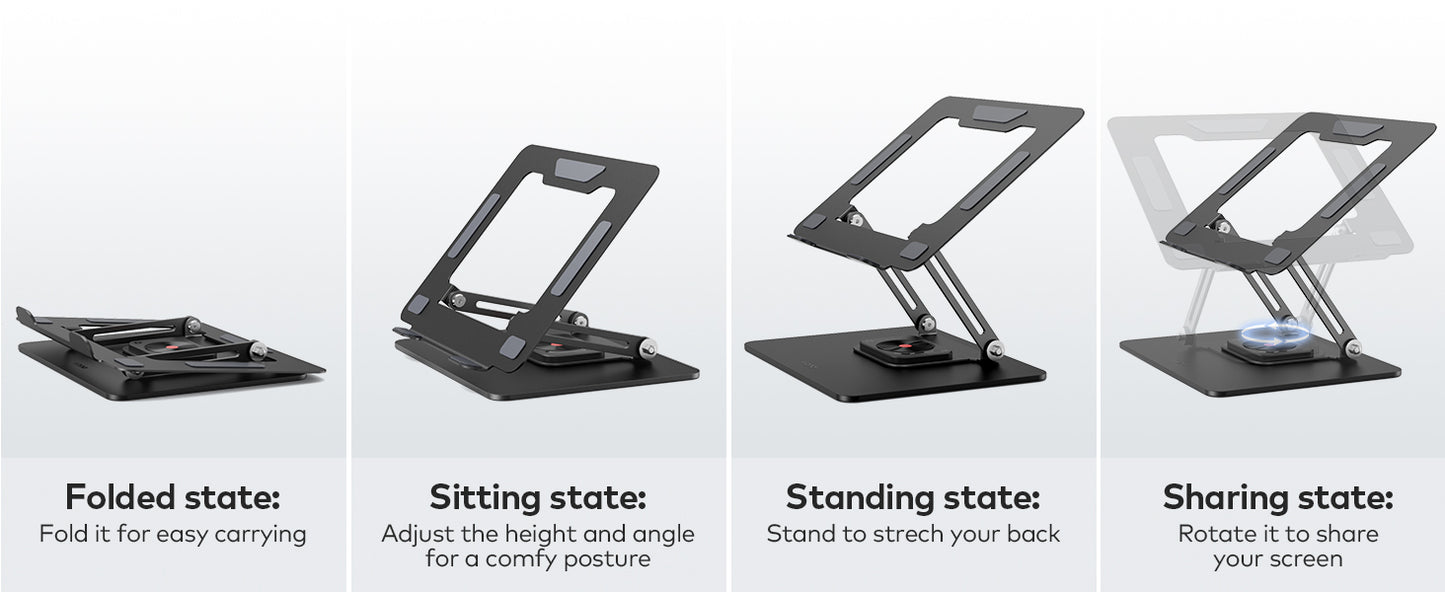 Laptop Stand for Desk, Laptop Riser with 360° Rotating Base
