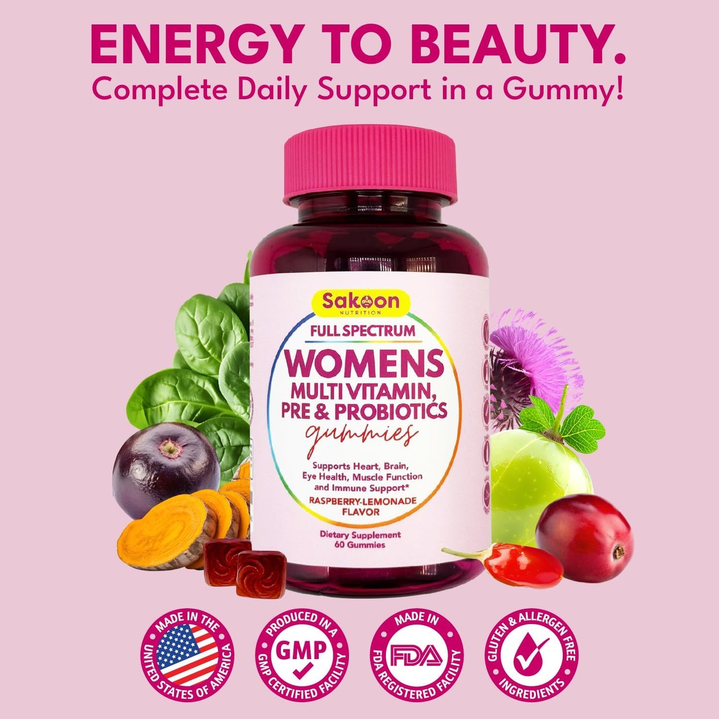 Women's Full Spectrum Multivitamin Gummies with Probiotics & Prebiotics