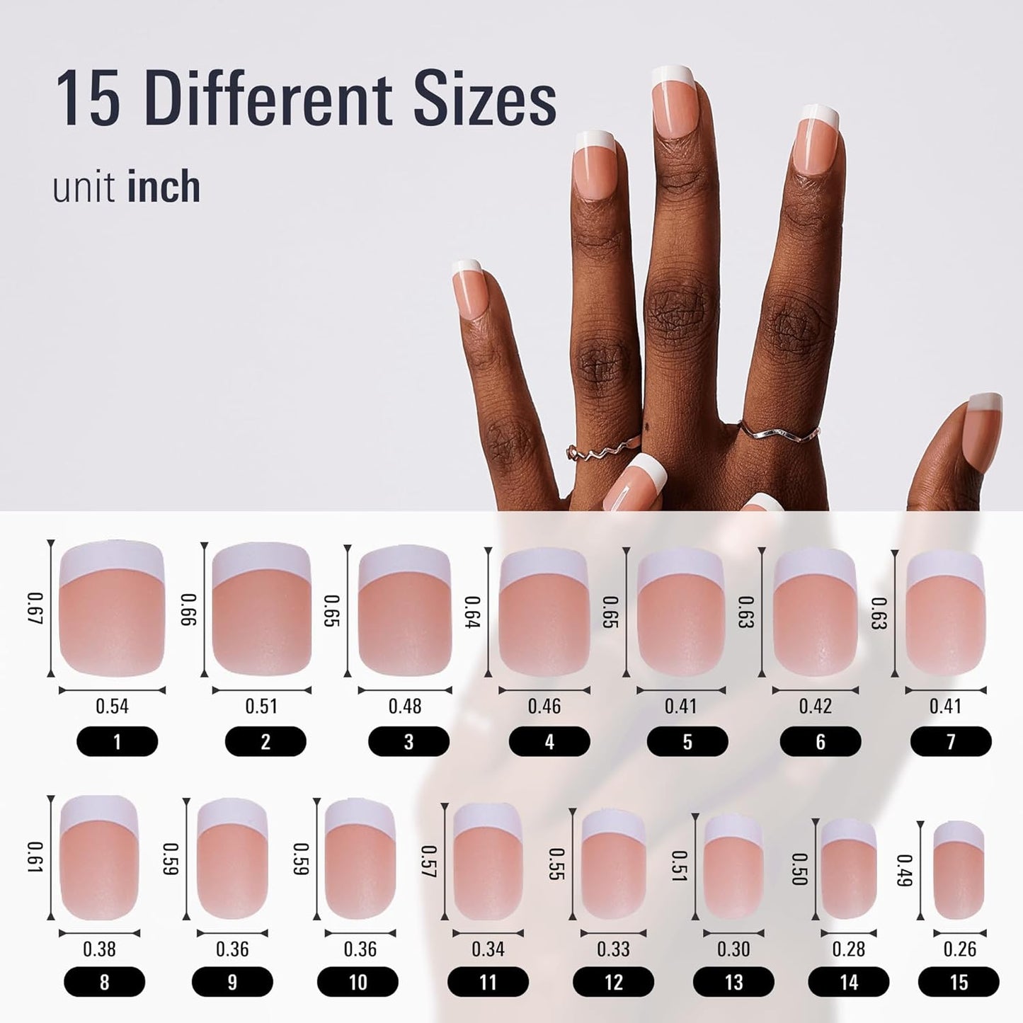 French Tip Press On Nails Short – 240 Pcs Square Shape Matte Nail Tips - NUDE PINK