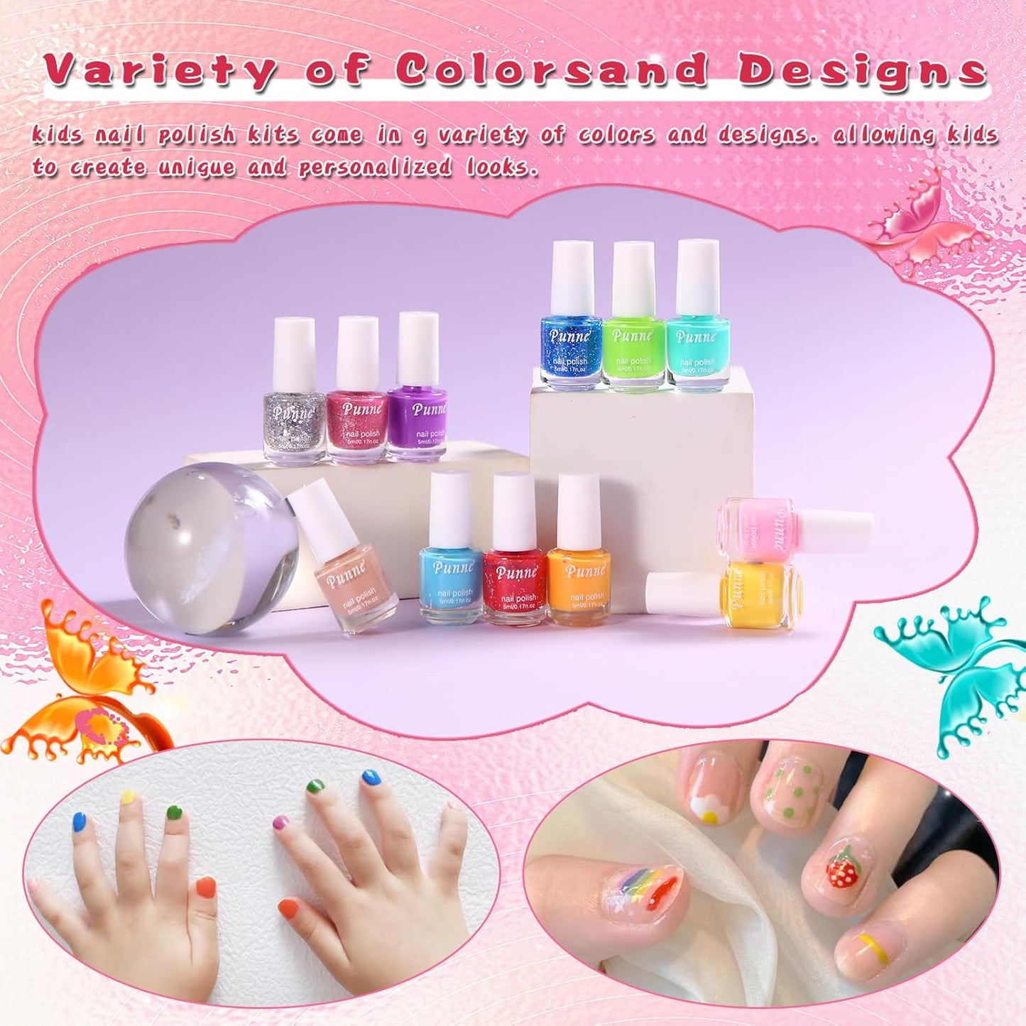 Kids Nail Polish - Quick Dry Non-Toxic Nail Polish Set for Girls