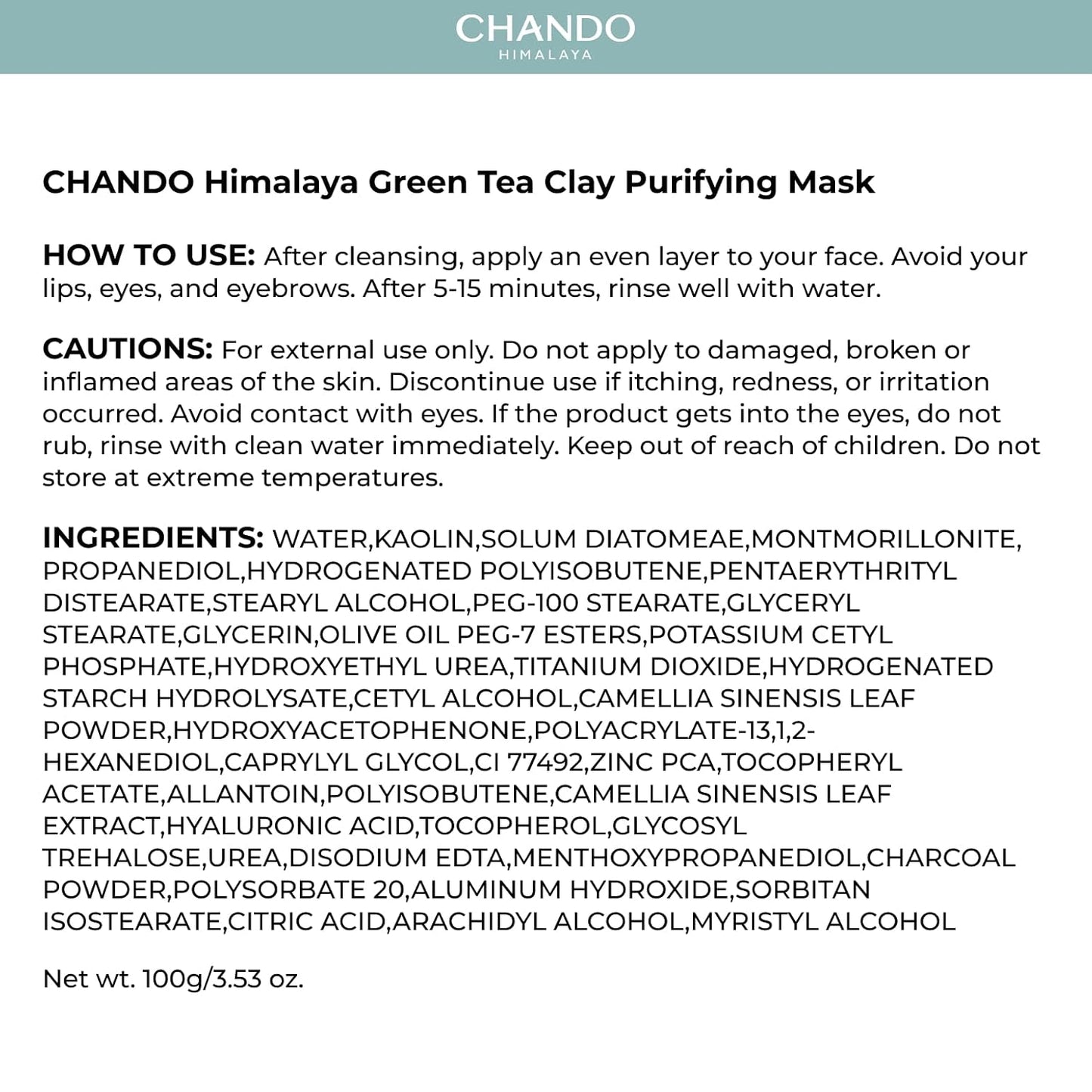 Clay Purifying Mask 100g/3.53oz, Pore Clearing