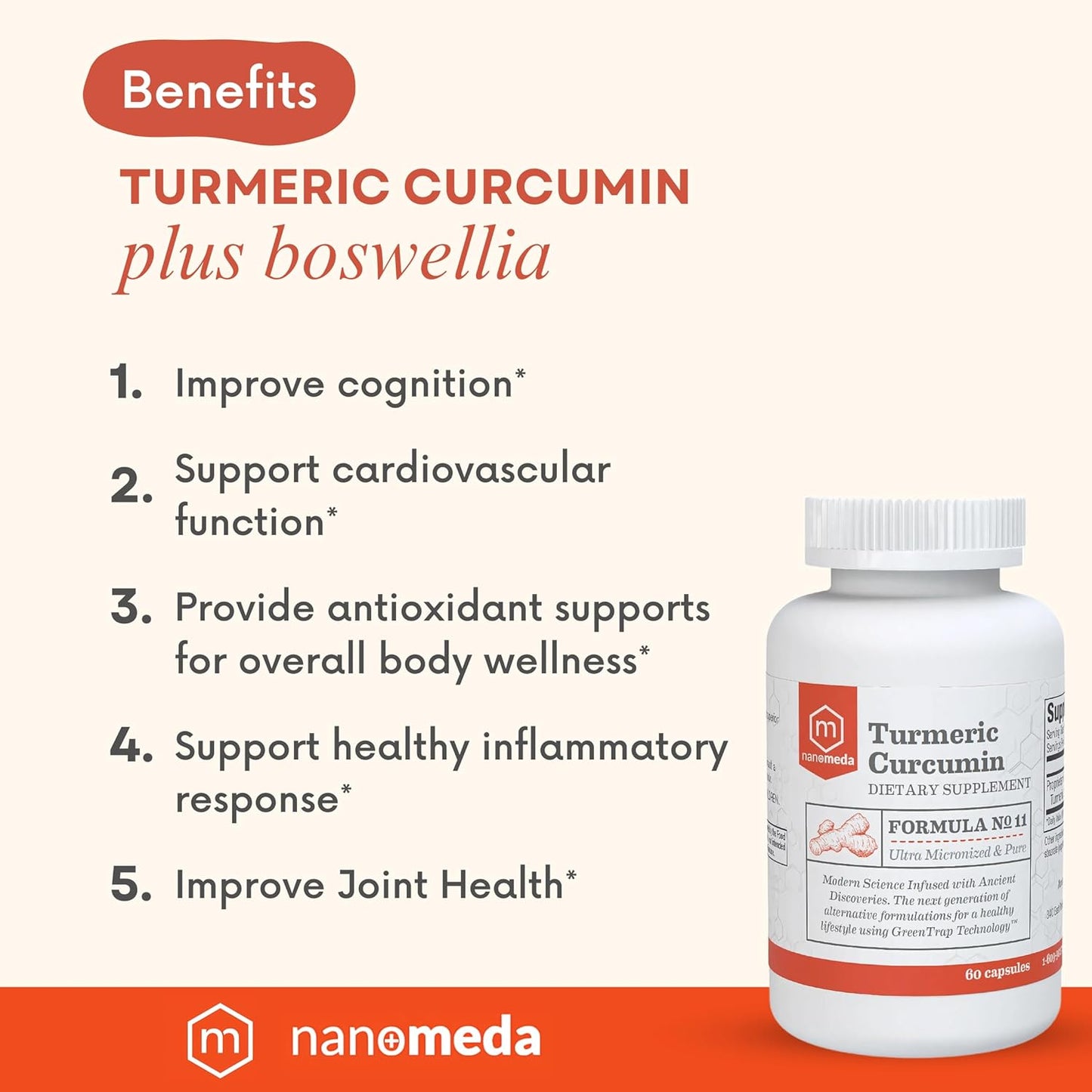 Turmeric Curcumin with Boswellia - Joint Support Supplement, 60 Count