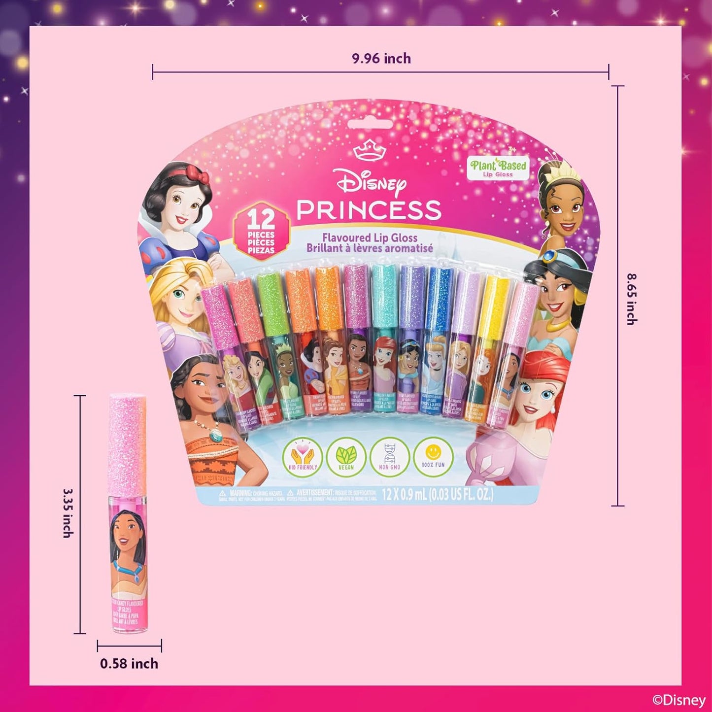 Disney Princess 12 Piece Plant Based Lip Gloss