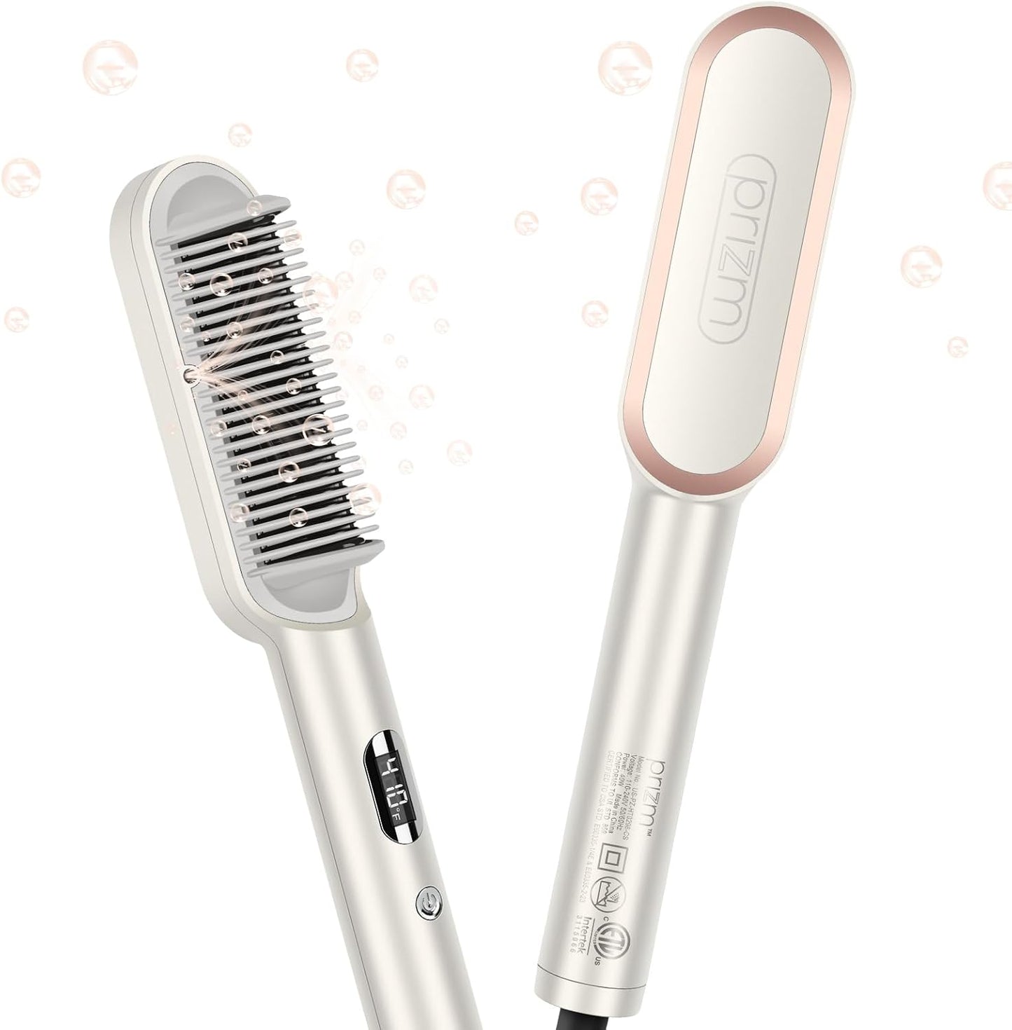 Hair Straightener Brush, 20s Fast Heating, Negative Ions Hair Straightening Comb with Less Frizz