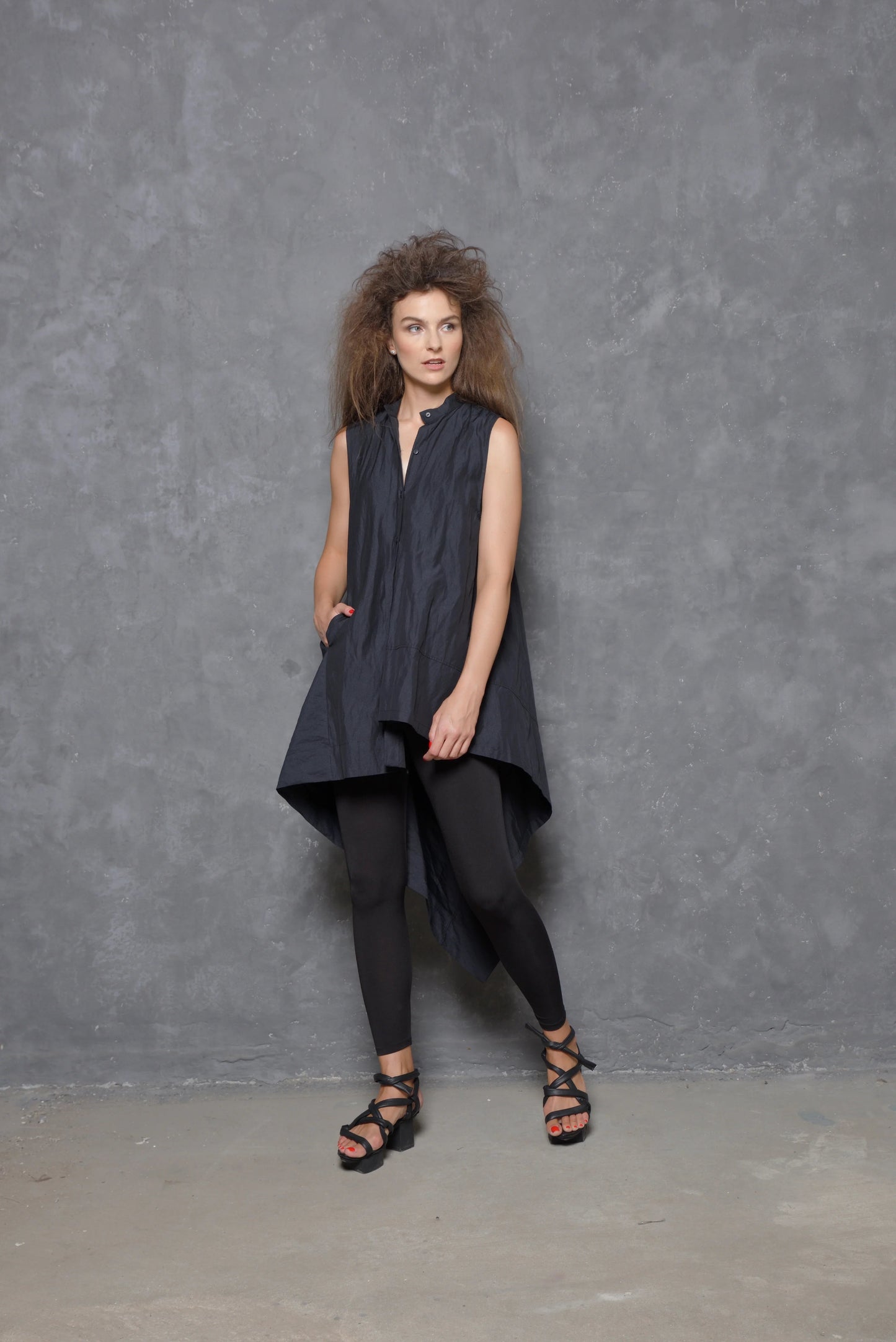 Sleeveless Asymmetrical Tunic Shirt