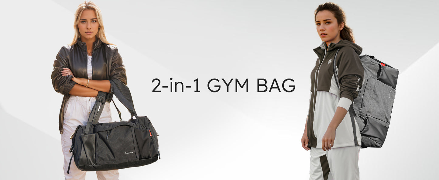 Gym Bag with Shoes Compartment and Wet Pocket Convertible Duffle Bag