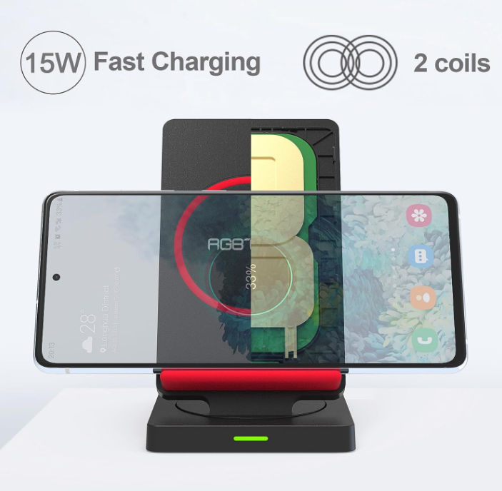 Wireless Charger, 15W Fast Phone Charging Stand