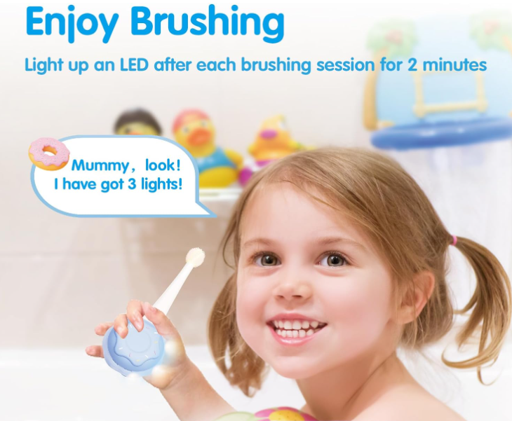 Kids Electric Toothbrushes, Toddler Electric Toothbrush with Check in LED Light
