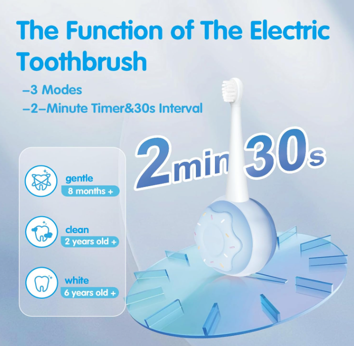 Kids Electric Toothbrushes, Toddler Electric Toothbrush with Check in LED Light