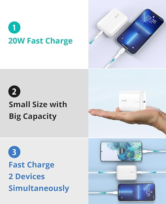 Portable Charger, 10000mAh 20W PD Power Bank