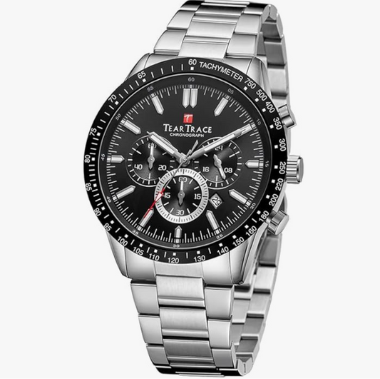 Watch for Men Analog Quartz  Waterproof Chronograph Big Face 47mm - BLACK