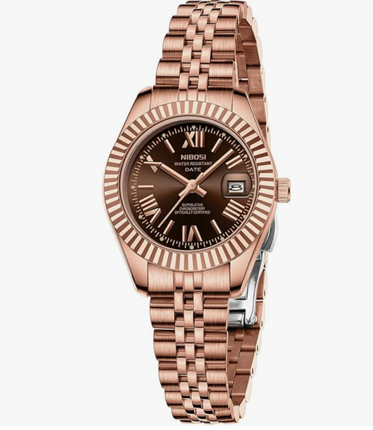 Watch for Women Analog Quartz Waterproof 28mm - ROSE/BROWN