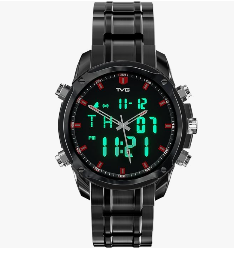 TVG Watch for Men Digital / Analog 50M Waterproof - Black