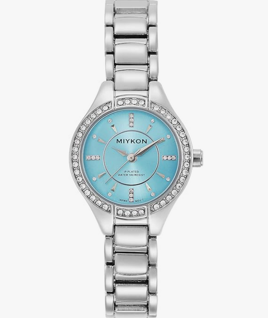 Watch Women Genuine Crystal Chic Bracelet Water Resistant 27mm - Silver/Blue