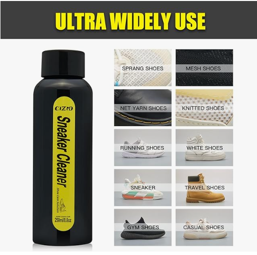 Portable Shoe Cleaning Kit with 8.8oz Deep Cleaning Solution