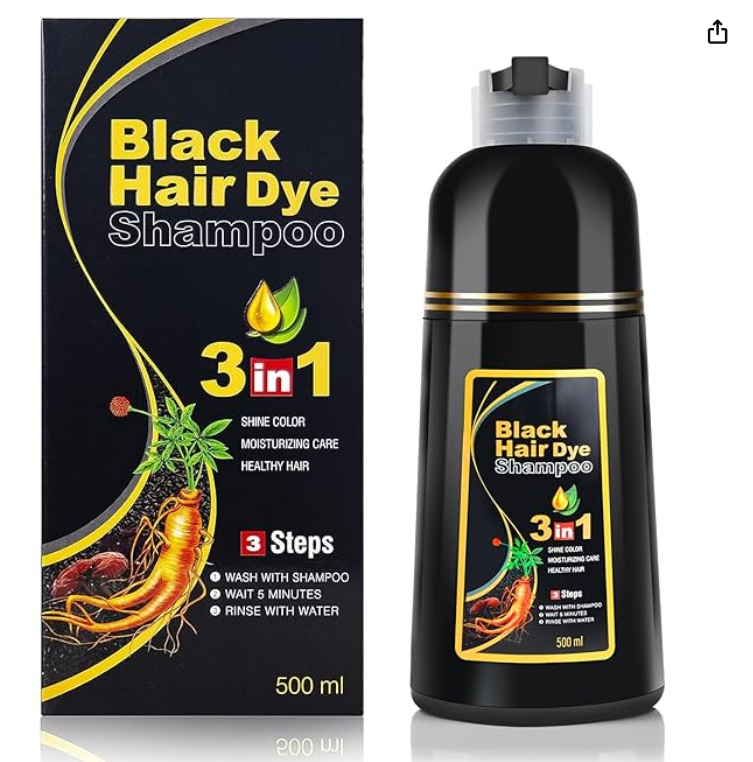 Hair Dye Shampoo for Women & Men for Gray Coverage (BLACK)