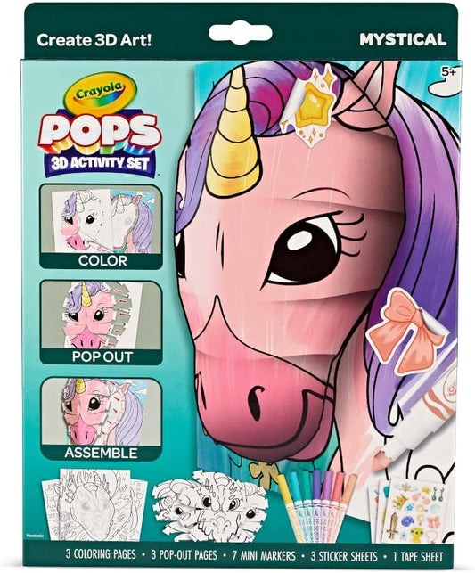 Crayola POPs 3D Kids Art Set, Mystical, Coloring Book