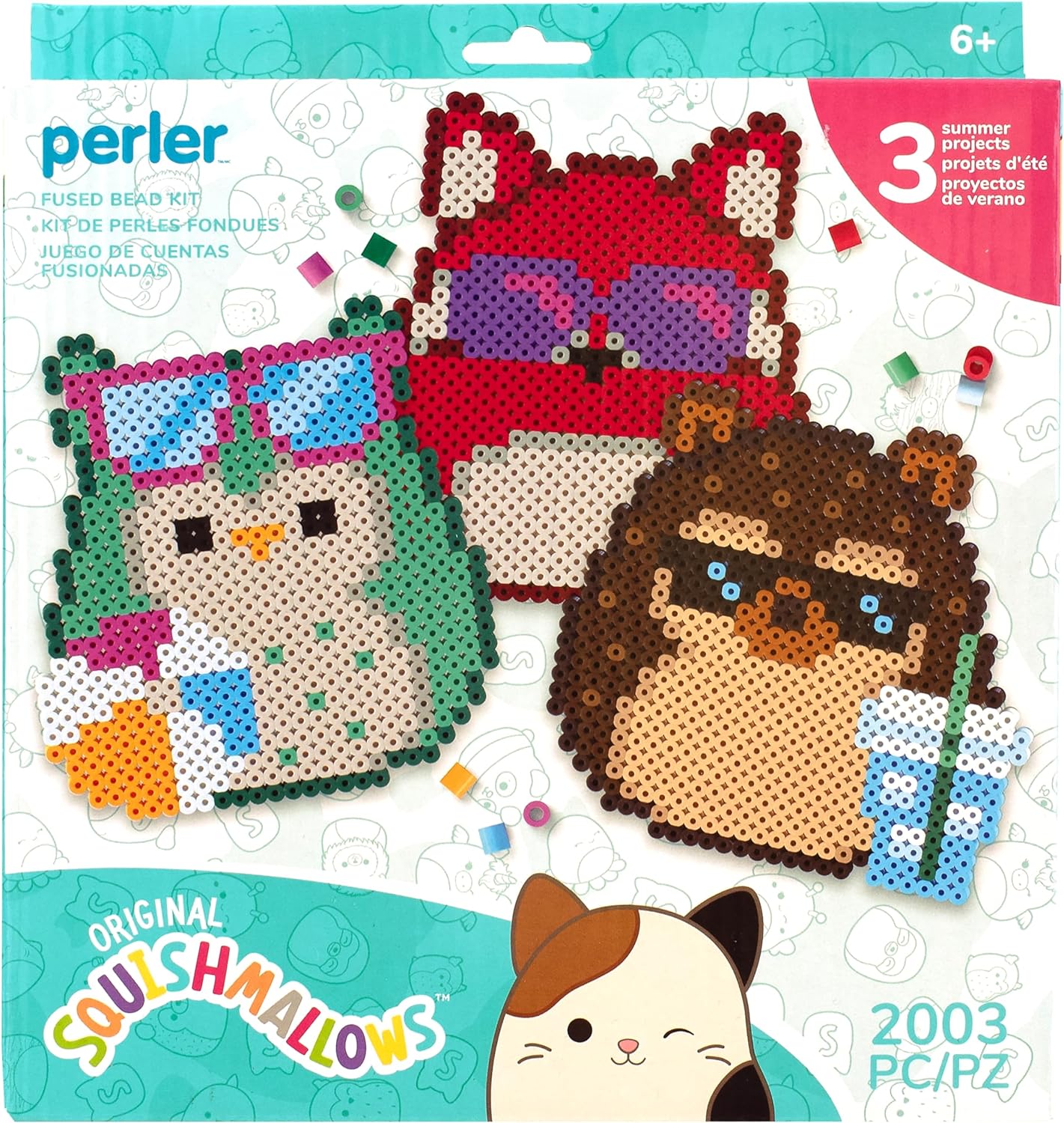 Perler 80-57134 Squishmallows Fused Bead Activity Kit with 3 Unique Projects