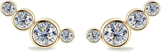 Stud Earrings Moissanite  for Women Gold