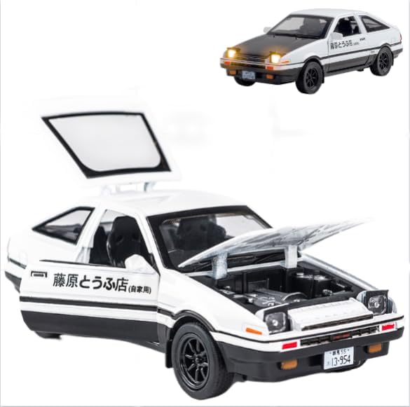 Car miniature: Black-White Trueno AE86 Alloy Model Metal Diecast (1:32)