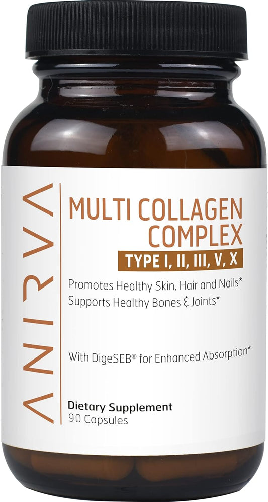 Multi Collagen Complex - Type I, II, III, V, X - Collagen Supplement for Anti-Aging, Healthy Joints, Hair, Skin and Nails