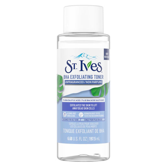 St. Ives Unfragranced BHA Exfoliating Vegan Facial Toner, 6.68 fl oz