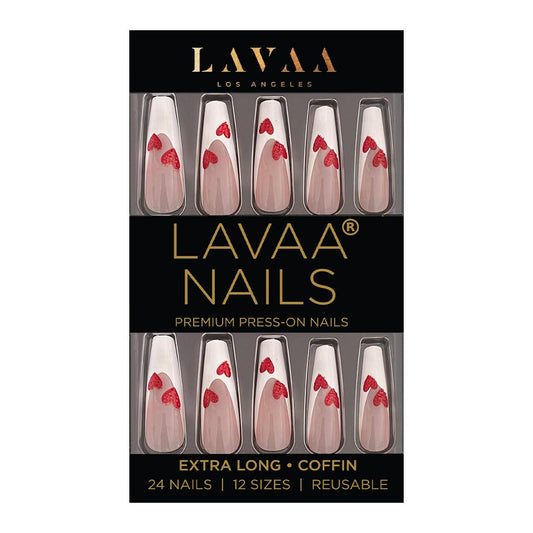 FRENCH LOVE Press-On Nails by Lavaa Beauty | Extra-Long Coffin Nails