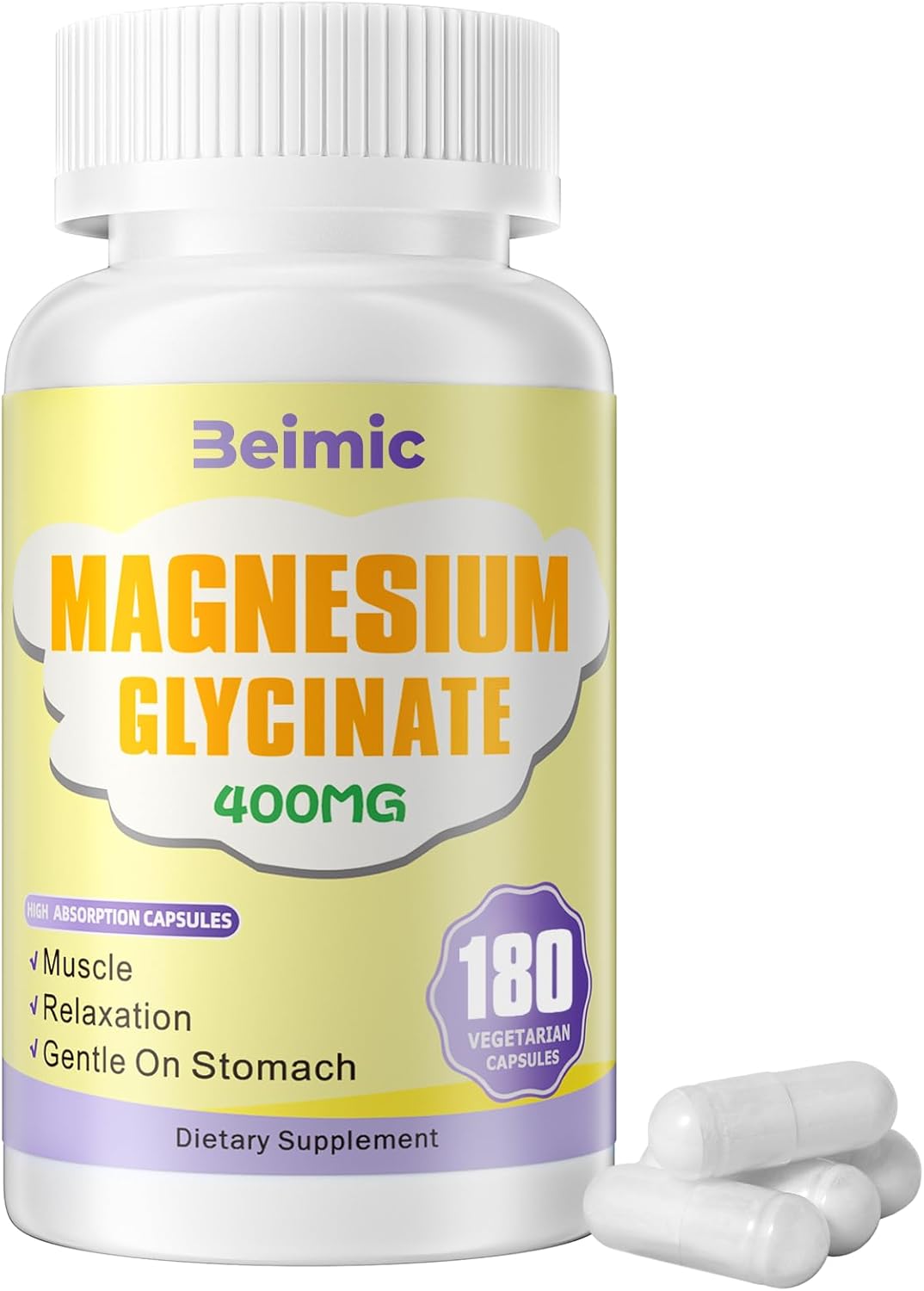 Magnesium Glycinate 400 MG per Serving 100% Chelated for High Absorption